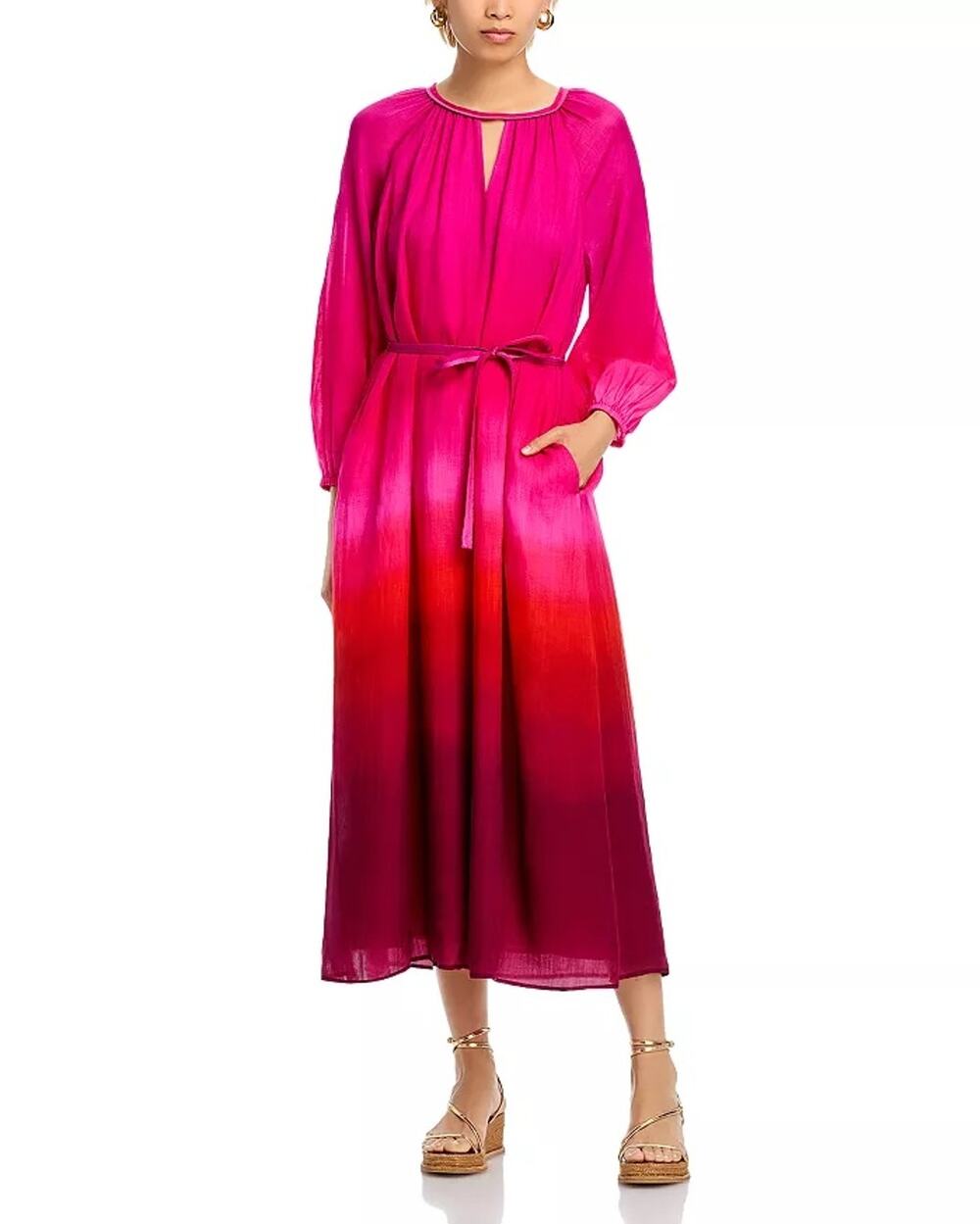 Tommy Bahama Women Pink Papaya Ombre Harmony Hues Boho Maxi Dress Size S